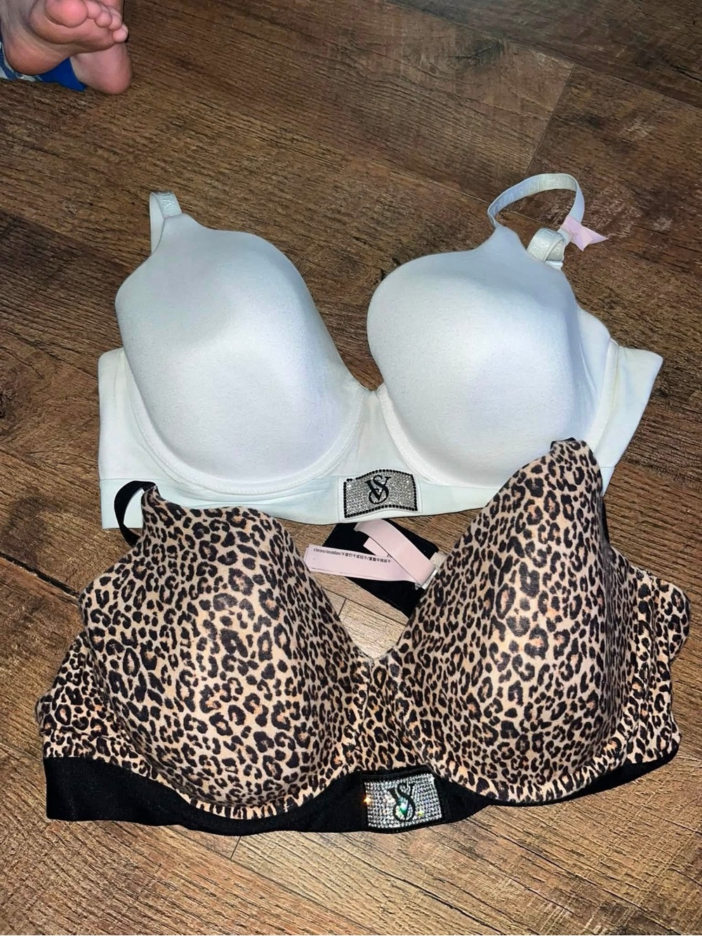 Victoria's Secret White & Leopard Push-Up Bra Duo